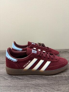 Men's Size 9.5 Adidas Spezial Burgundy White Light Blue Fashion Sneaker